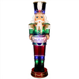 Fraser Hill Farm - 4.8-Ft. Metallic Nutcracker Statue with LED Lights and Music - Green, Multi