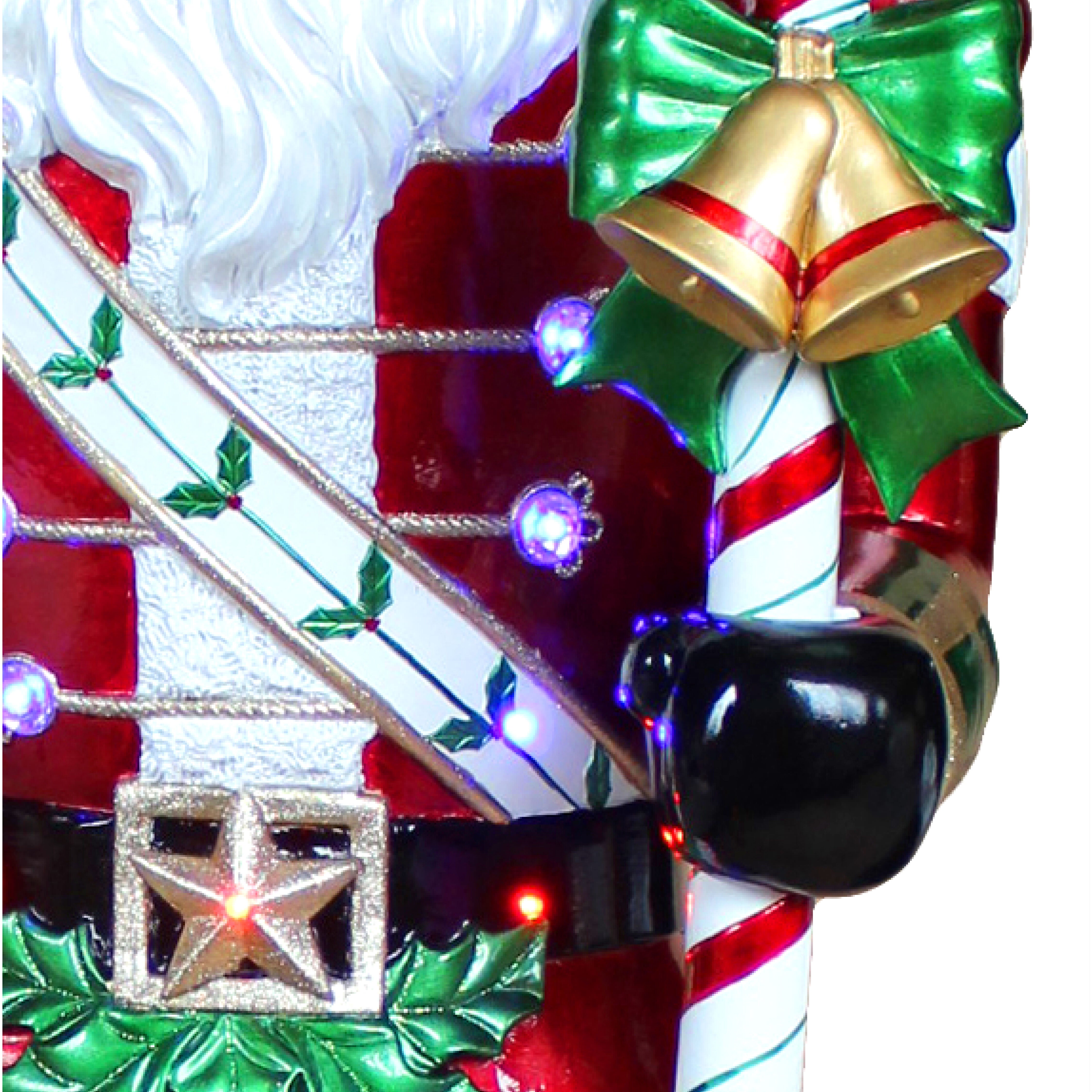 Fraser Hill Farm - 6-Ft. Metallic Santa Nutcracker Statue with LED Lights - Red, Multi