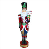 Fraser Hill Farm - 6-Ft. Metallic Santa Nutcracker Statue with LED Lights - Red, Multi