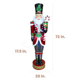 Fraser Hill Farm - 6-Ft. Metallic Santa Nutcracker Statue with LED Lights - Red, Multi