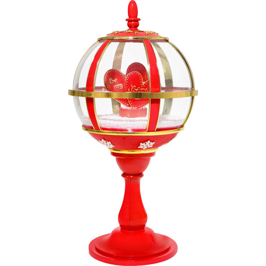 Fraser Hill Farm - 23-In. Musical Snowy Tabletop Valentine's Day Lantern - Red