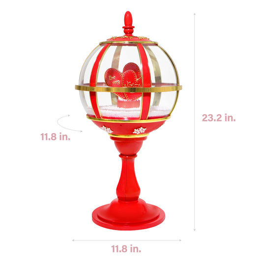 Fraser Hill Farm - 23-In. Musical Snowy Tabletop Valentine's Day Lantern - Red