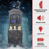 Haunted Hill Farm - 3.4-Ft. Tall Motion-Activated Aged Cemetery Tombstone, Premium Halloween Prop - Multi