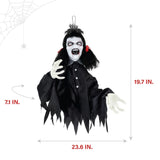 Haunted Hill Farm - Hanging Animatronic Demon Girl or Groundbreaker with Lights and Sound, Indoor/Covered Outdoor Halloween Decoration - Multi