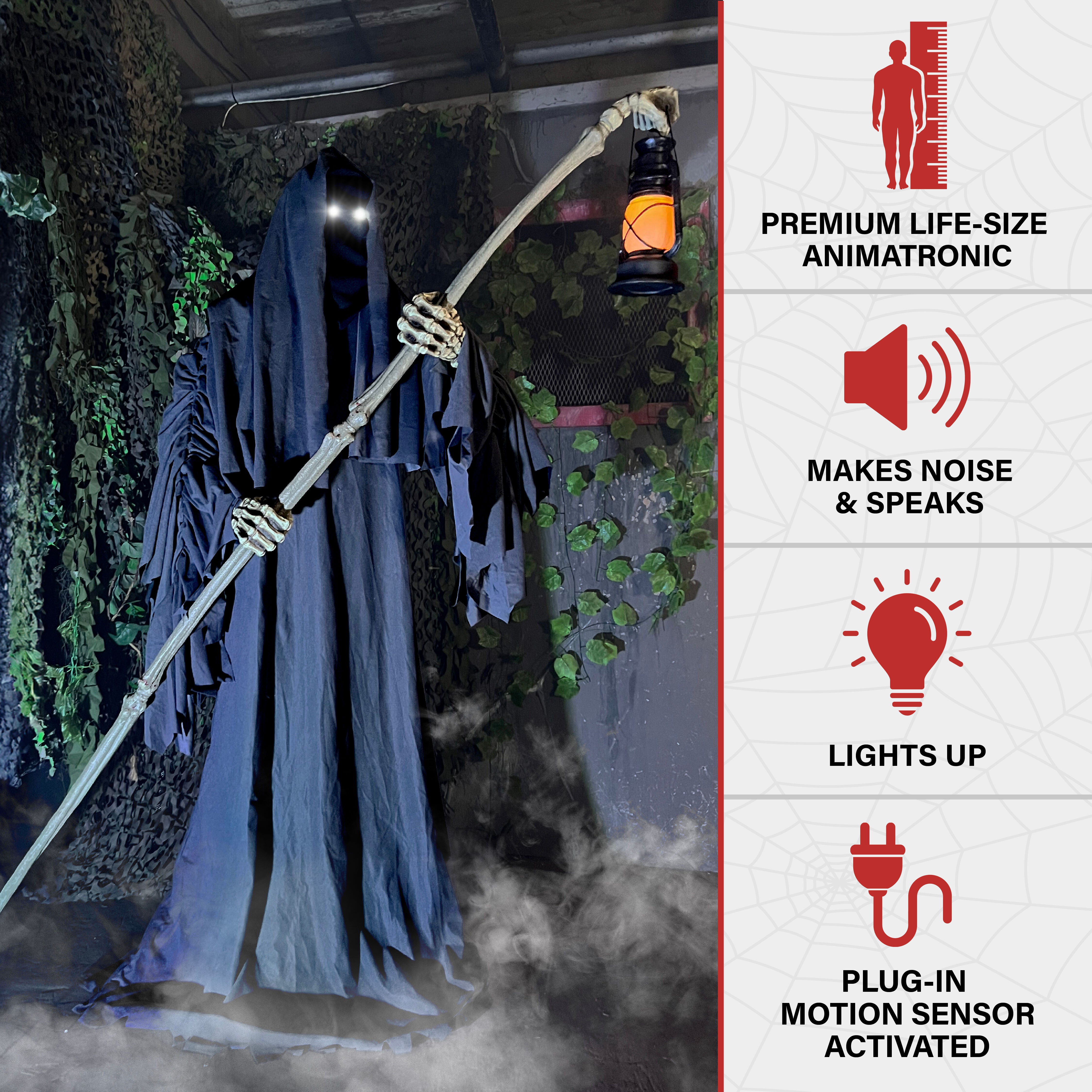 Haunted Hill Farm - 6-Ft. Tall Motion-Activated Ghostly Guide, Premium Talking Halloween Animatronic - Multi