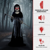 Haunted Hill Farm - 8.5-Ft. Tall Motion-Activated Ginormous Reaper, Premium Talking Halloween Animatronic - Multi