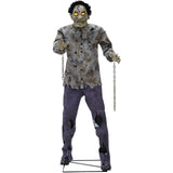 Haunted Hill Farm - 6-Ft. Tall Motion-Activated Guard Zombie, Premium Halloween Animatronic - Multi