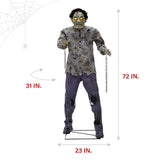 Haunted Hill Farm - 6-Ft. Tall Motion-Activated Guard Zombie, Premium Halloween Animatronic - Multi