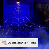 Haunted Hill Farm - 12-ft. Prelit Spider Web with 3 Multicolor Light Functions - Dual Color