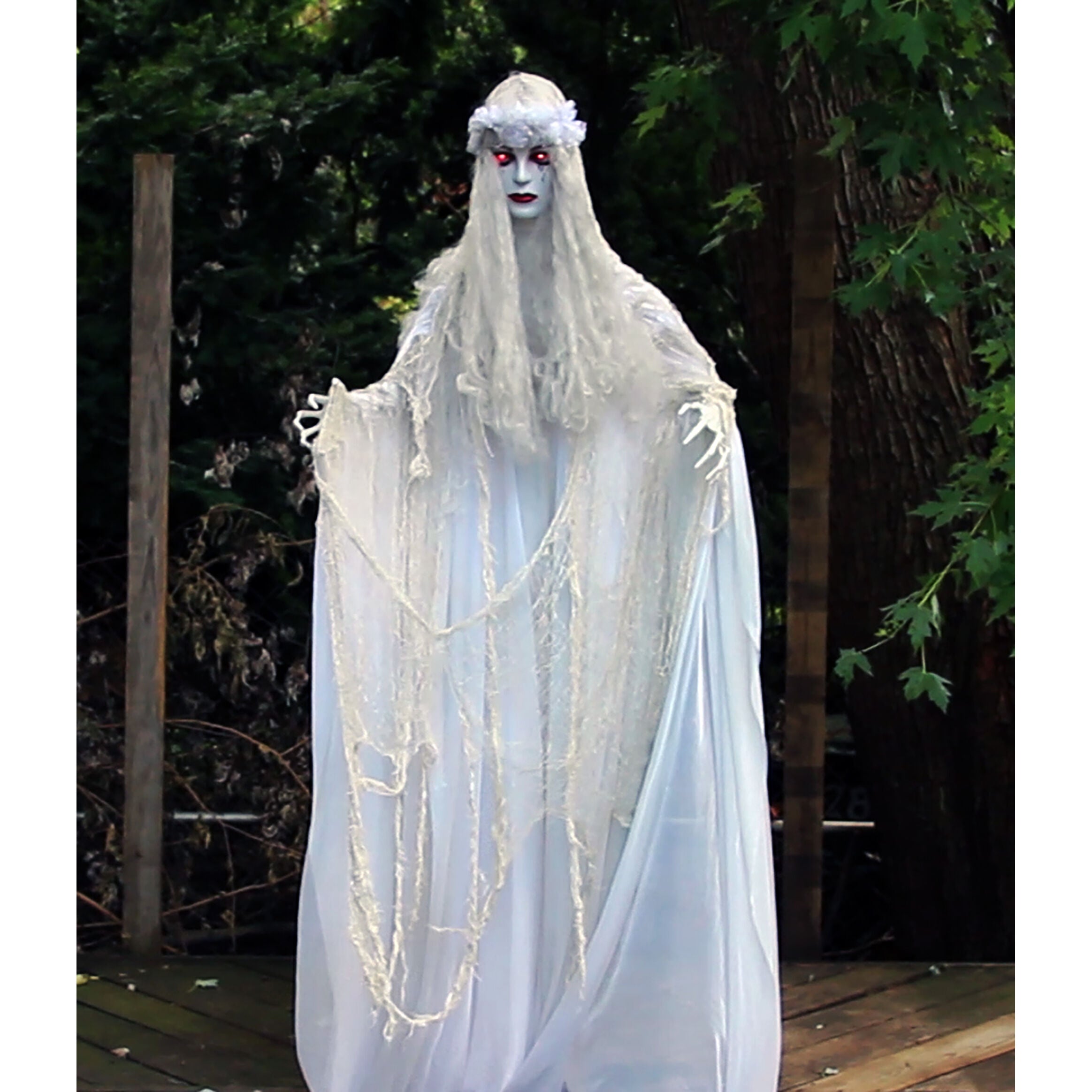 Haunted Hill Farm - Life-Size Animatronic Ghost Bride with Lights and Sound, Indoor or Covered Outdoor Halloween Decoration - Multi