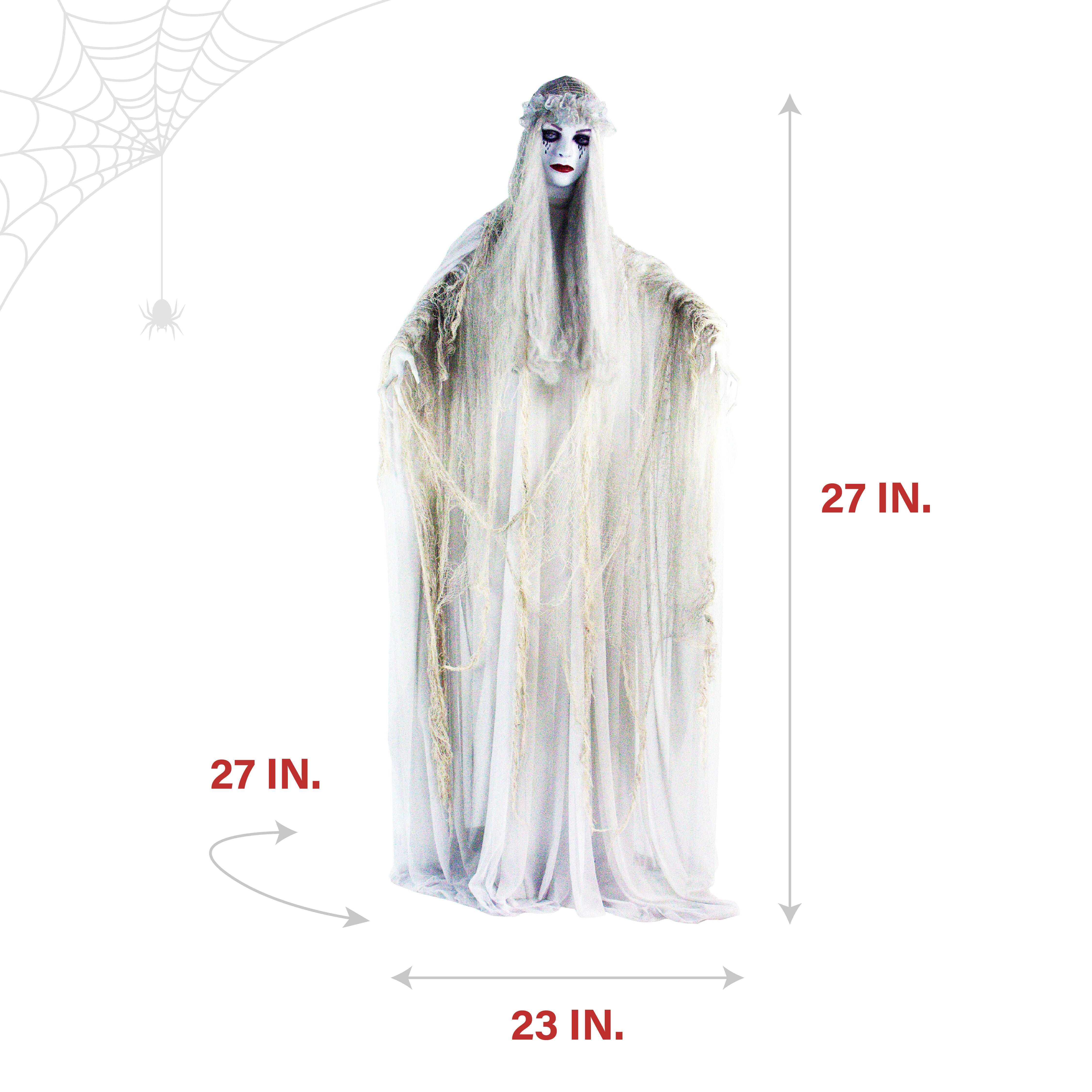 Haunted Hill Farm - Life-Size Animatronic Ghost Bride with Lights and Sound, Indoor or Covered Outdoor Halloween Decoration - Multi