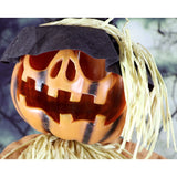 Haunted Hill Farm - Life-Size Animatronic Pumpkin Scarecrow with Lights and Sound, Indoor or Covered Outdoor Halloween Decoration - Orange