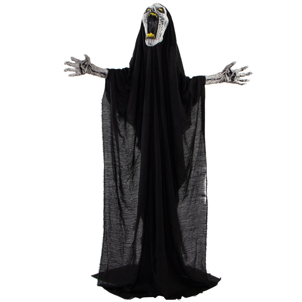 Haunted Hill Farm - 70-In. Squal the Animated Howling Reaper, Indoor or Covered Outdoor Halloween Decoration, Battery Operated - Multi