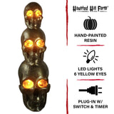 Haunted Hill Farm - 3-Ft. Golden Skull Stack Prelit LED Resin Figurine, Indoor or Covered Outdoor Halloween Decoration, Plug-In - Gold