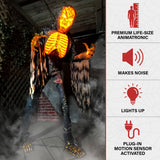 Haunted Hill Farm - 7.5-Ft. Tall Motion-Activated Smoldering Ghoul, Premium Talking Halloween Animatronic - Multi