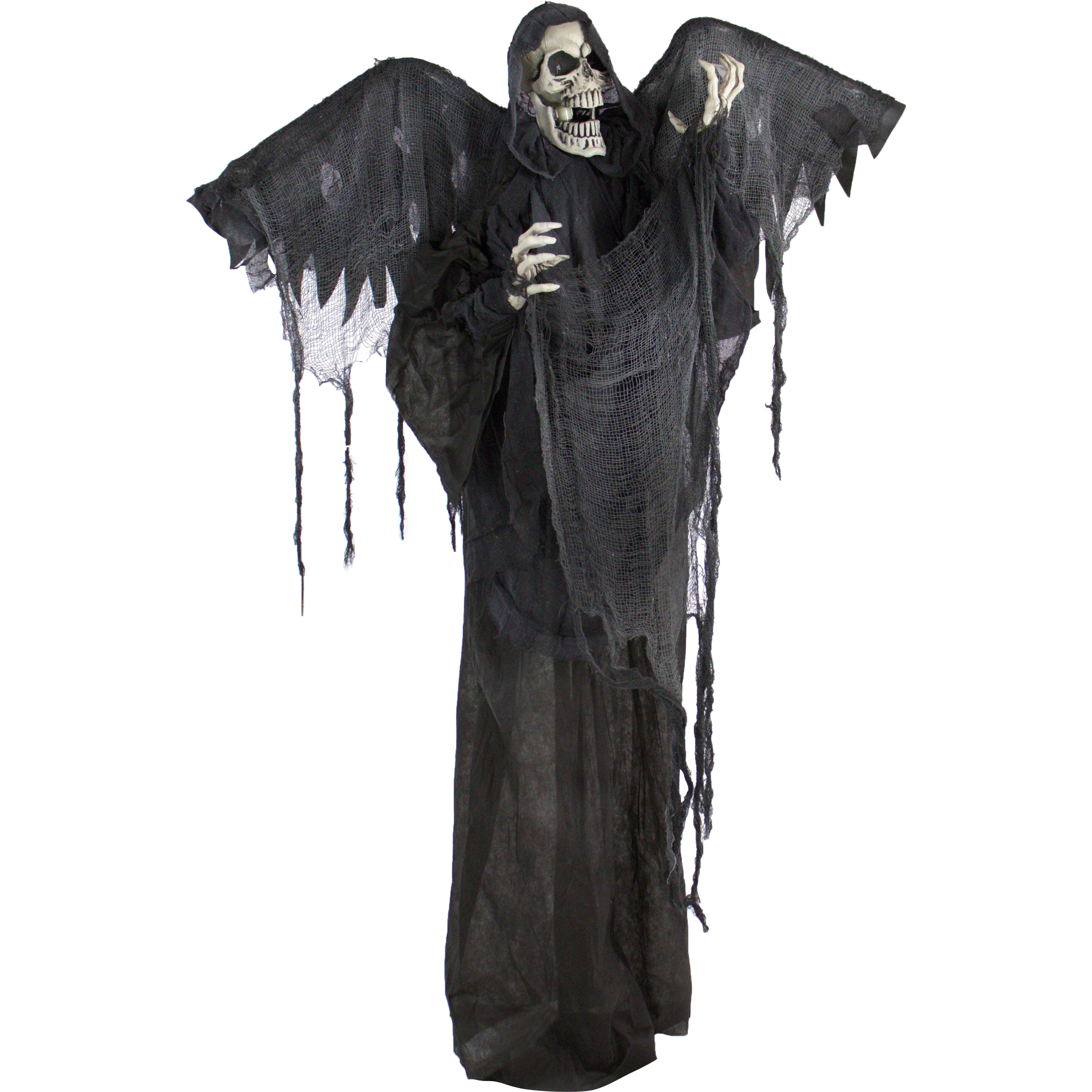 Haunted Hill Farm - Life-Size Animatronic Skeleton Reaper with Wings with Lights and Sound, Indoor/Covered Outdoor Halloween Decoration - Multi