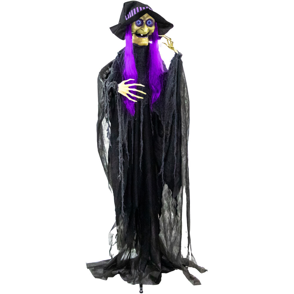 Haunted Hill Farm - Life-Size Witch Prop with Lights and Sound, Indoor/Covered Outdoor Halloween Decoration - Multi