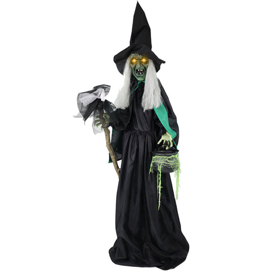 Haunted Hill Farm - Lifesize Witch Prop with Lights and Sound, Indoor/Covered Outdoor Halloween Decoration - Multi