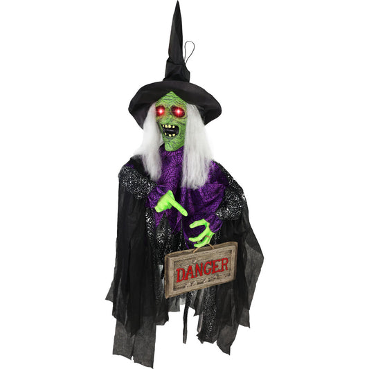 Haunted Hill Farm - Animatronic Witch Groundbreaker with Lights and Sound, Indoor/Covered Outdoor Halloween Decoration - Multi