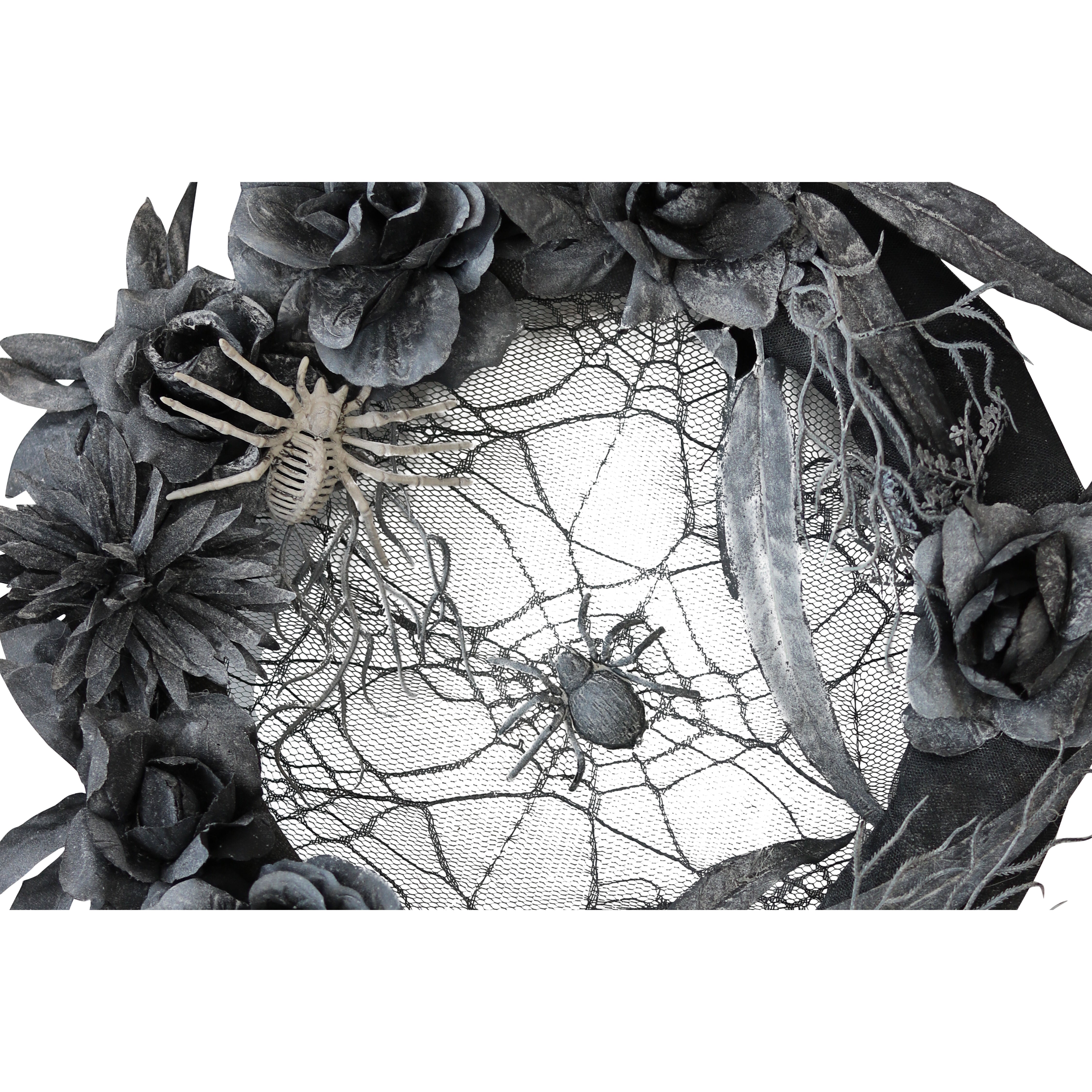 Haunted Hill Farm - 22-In. Halloween Wreath with Spiders, Indoor/Covered Outdoor Halloween Decoration - Multi