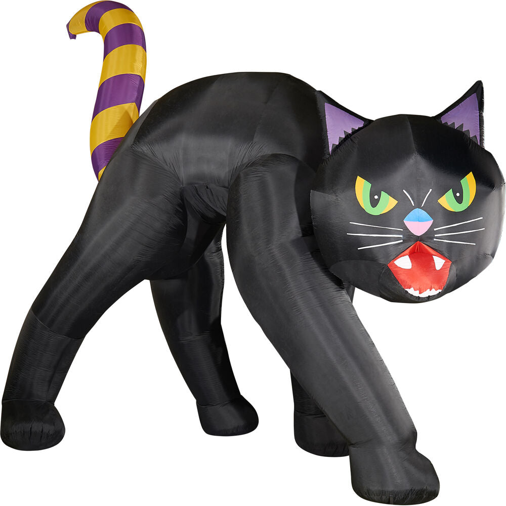 Haunted Hill Farm - 20-Ft. Outdoor Inflatable Black Cat with Lights - Black