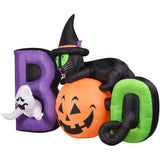 Haunted Hill Farm - 5-Ft. Inflatable Pre-Lit Boo Sign with Black Cat, Jack-O-Lantern, and Ghost - Multi