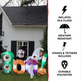 Haunted Hill Farm - 8-ft. Wide Prelit Inflatable Boo Sign with Reaper and Ghost - Black