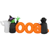 Haunted Hill Farm - 10-ft. Wide Prelit Inflatable Boo Sign with Vampire, Ghost, and Witch - Orange