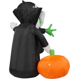 Haunted Hill Farm - 10-ft. Wide Prelit Inflatable Boo Sign with Vampire, Ghost, and Witch - Orange