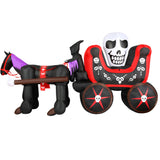 Haunted Hill Farm - 6-Ft.Tall Pre-Lit Inflatable Skull Carriage - Black