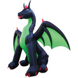 Haunted Hill Farm - 11.8-Ft. Inflatable Pre-Lit Dragon with White Lights - Black