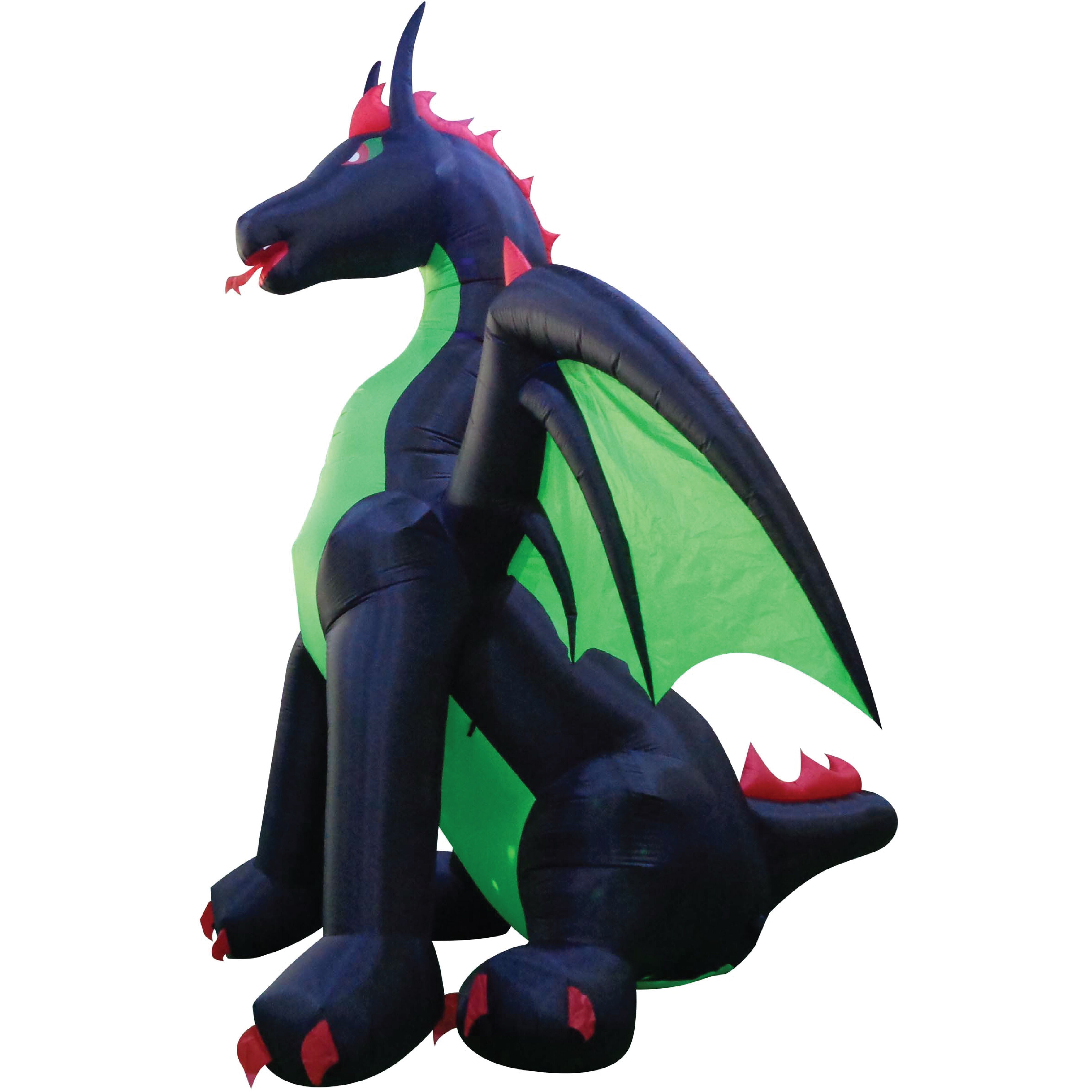 Haunted Hill Farm - 11.8-Ft. Inflatable Pre-Lit Dragon with White Lights - Black