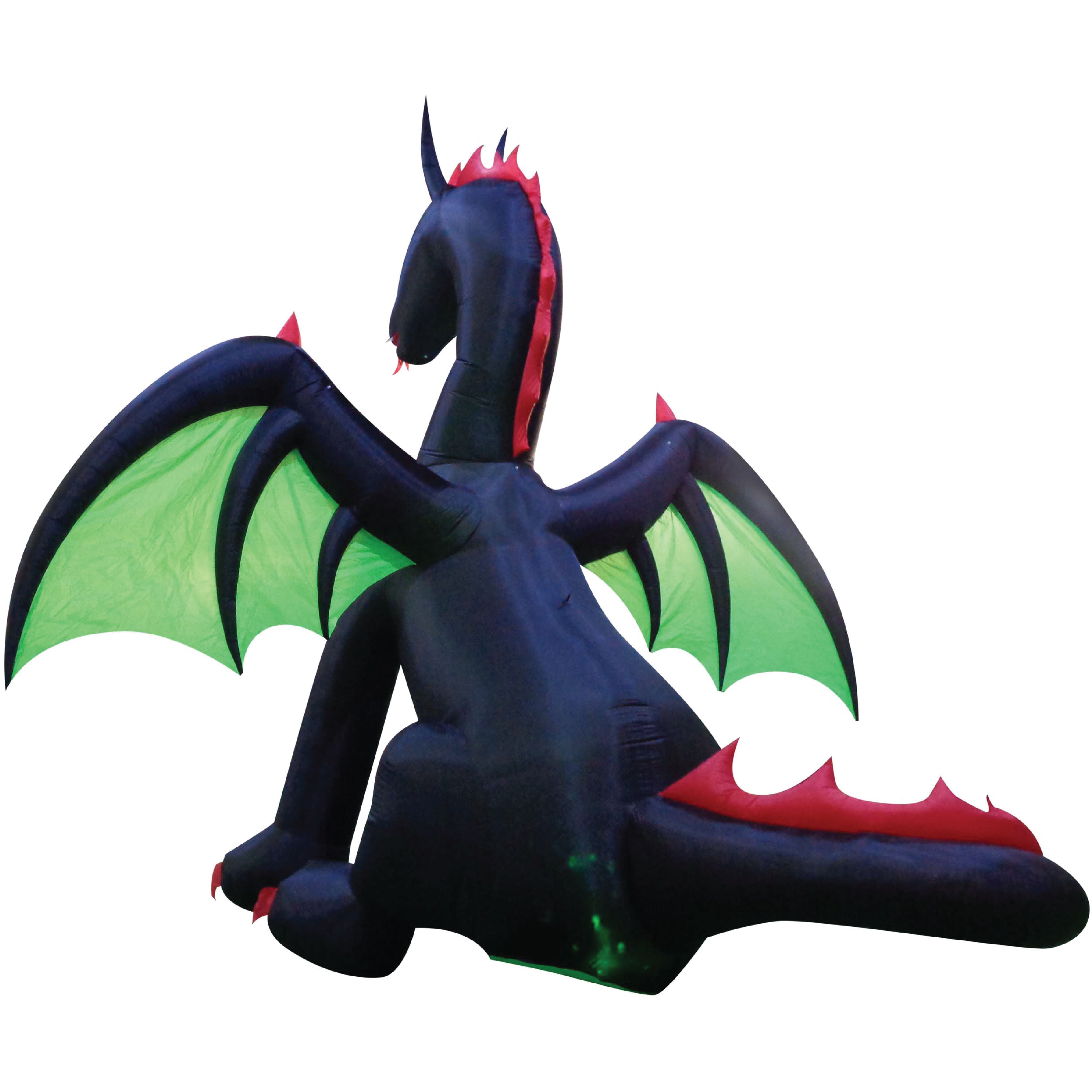 Haunted Hill Farm - 11.8-Ft. Inflatable Pre-Lit Dragon with White Lights - Black