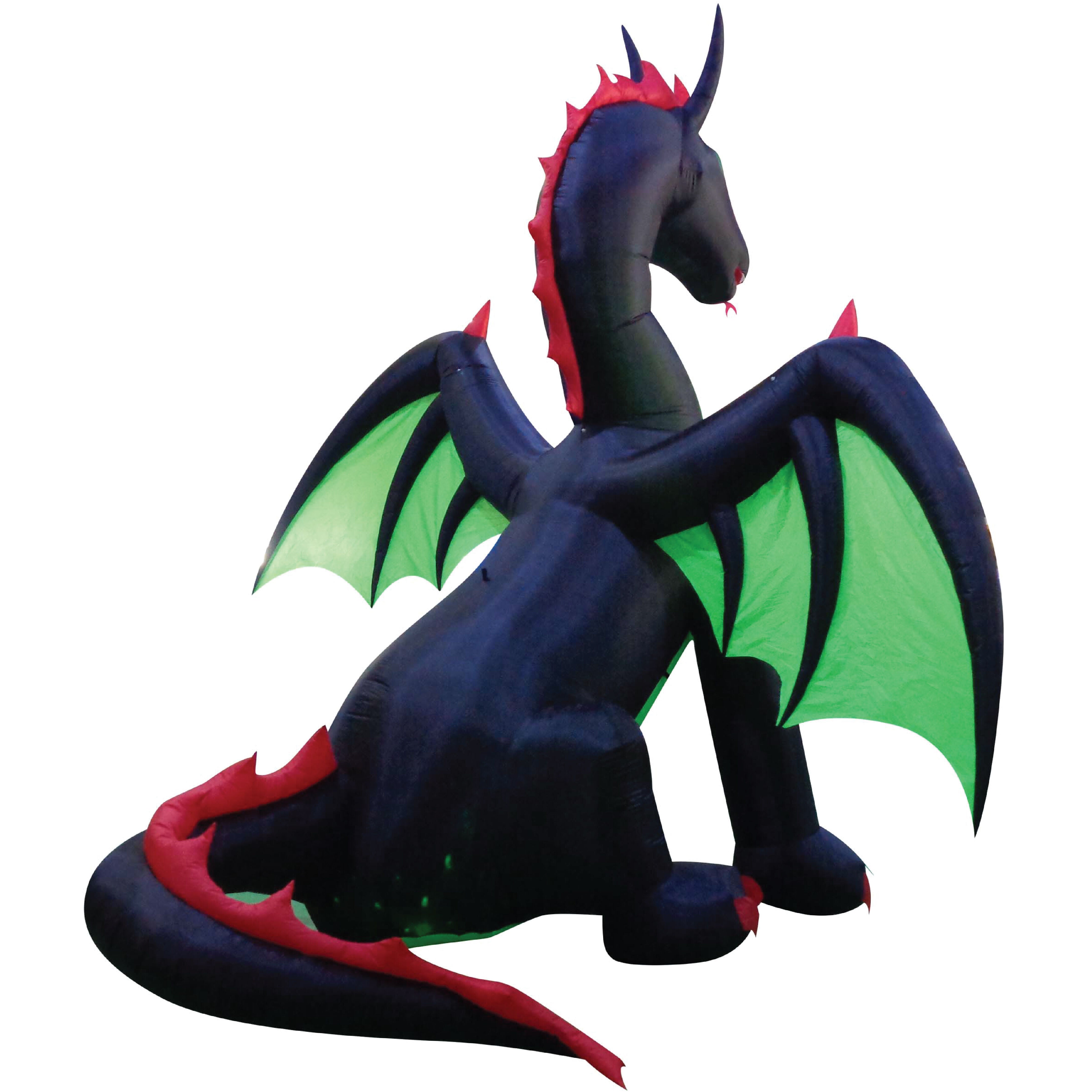 Haunted Hill Farm - 11.8-Ft. Inflatable Pre-Lit Dragon with White Lights - Black