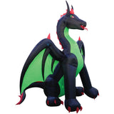 Haunted Hill Farm - 11.8-Ft. Inflatable Pre-Lit Dragon with White Lights - Black