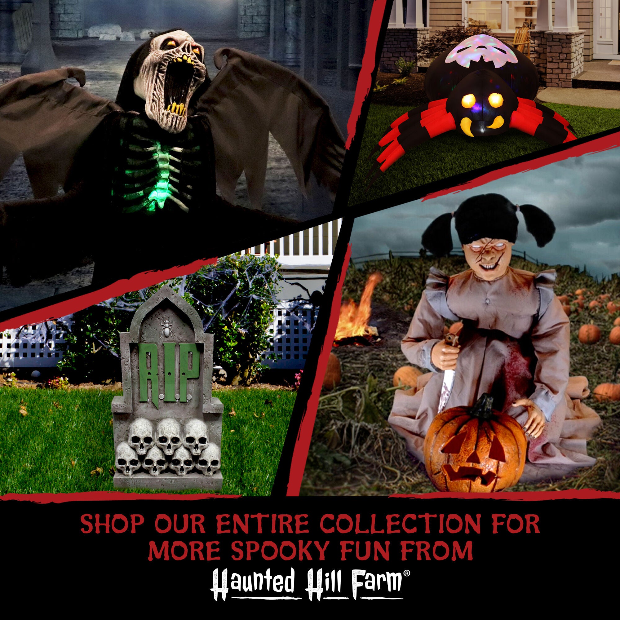 Haunted Hill Farm - 12-ft. Prelit Inflatable Reaper - Black