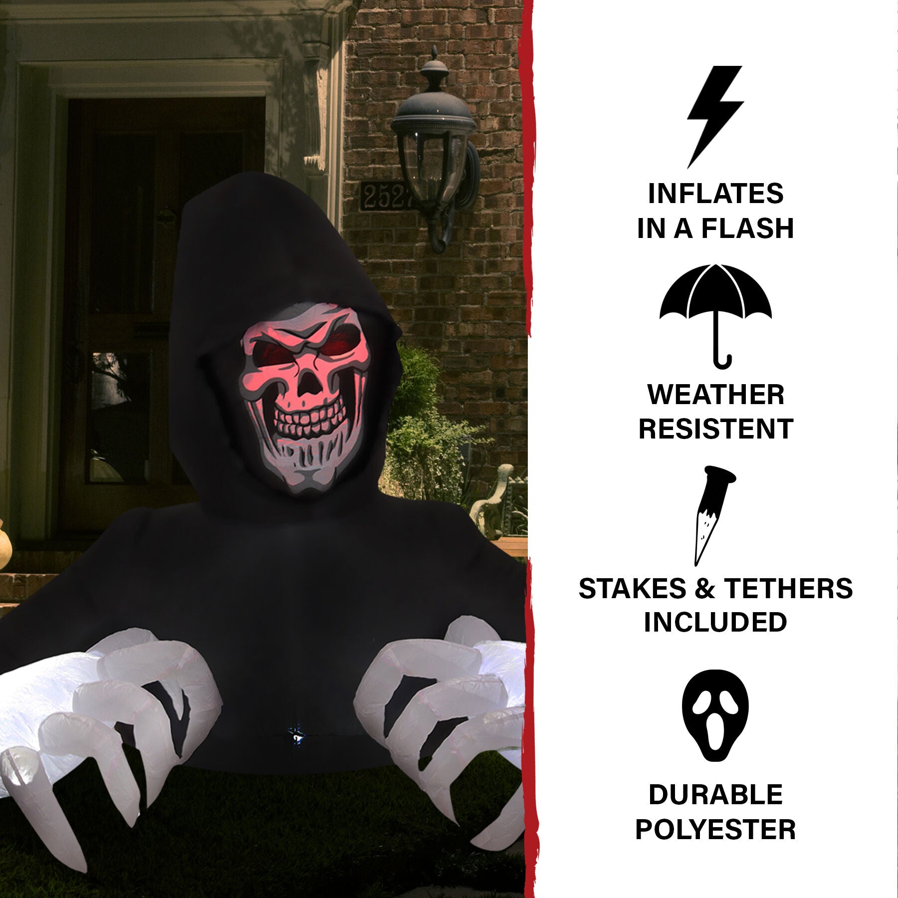 Haunted Hill Farm - 5-ft. Prelit Inflatable Reaper - Black