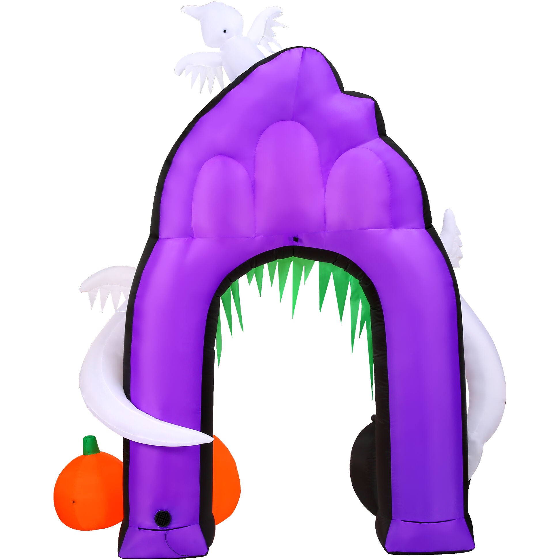 Haunted Hill Farm - 9-ft. Prelit Inflatable Haunted House Arch with Ghosts and Pumpkins - Black