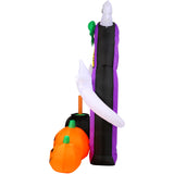 Haunted Hill Farm - 9-ft. Prelit Inflatable Haunted House Arch with Ghosts and Pumpkins - Black