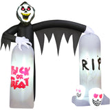 Haunted Hill Farm - 8-ft. Prelit Inflatable Grim Reaper with Tombstone Arch - Black