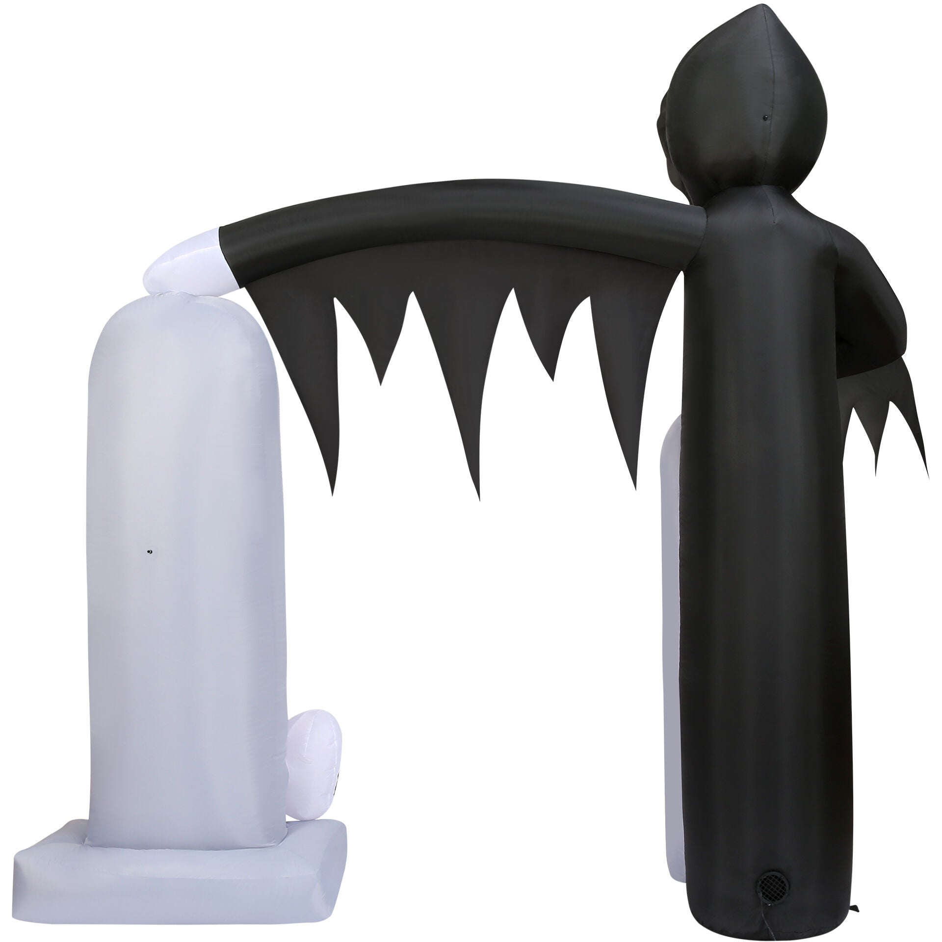 Haunted Hill Farm - 8-ft. Prelit Inflatable Grim Reaper with Tombstone Arch - Black