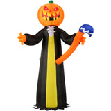 Haunted Hill Farm - 10-ft. Prelit Inflatable Pumpkin Reaper - Black