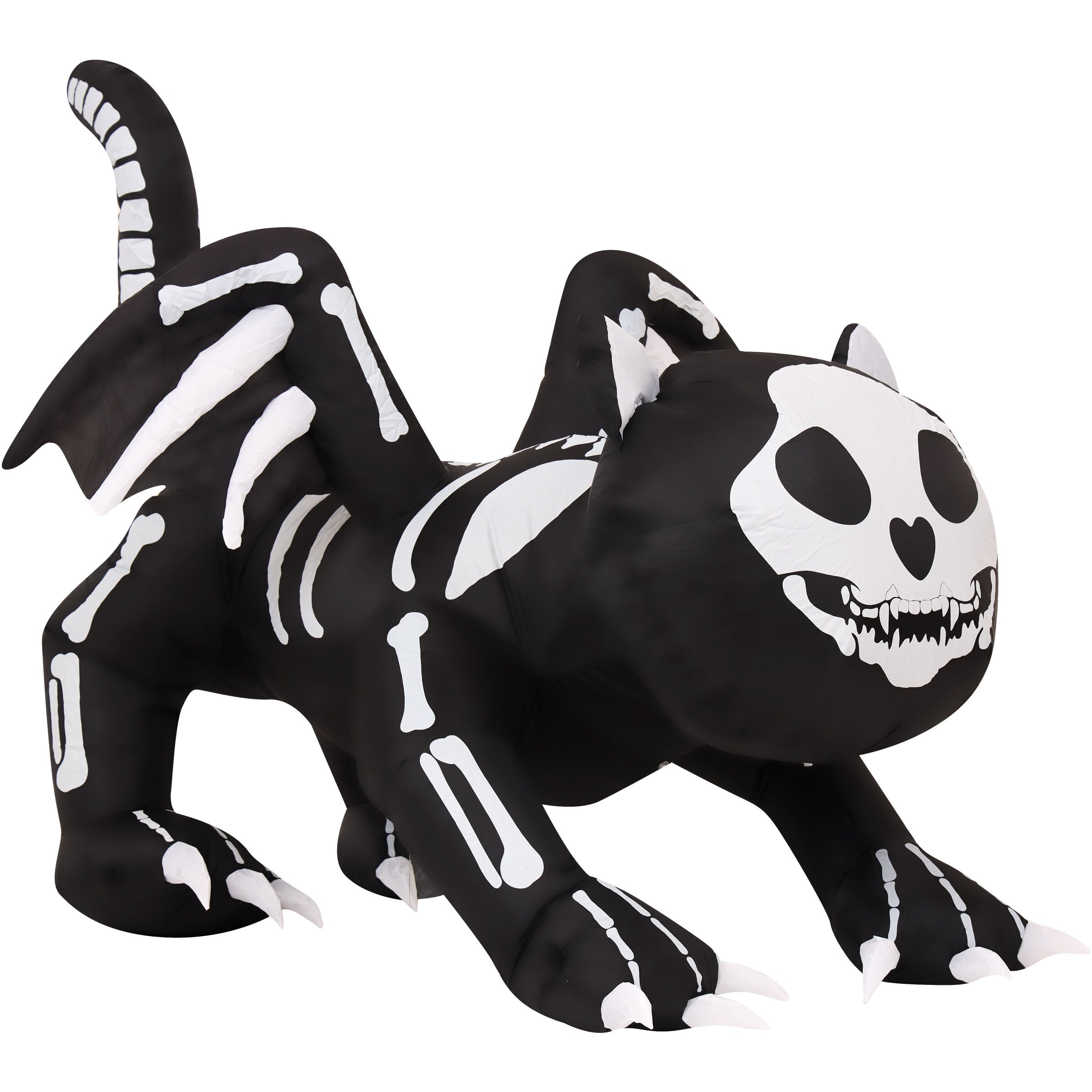 Haunted Hill Farm - 5.9-Ft. Wide Prelit Inflatable Skeleton Cat with Wings - Black