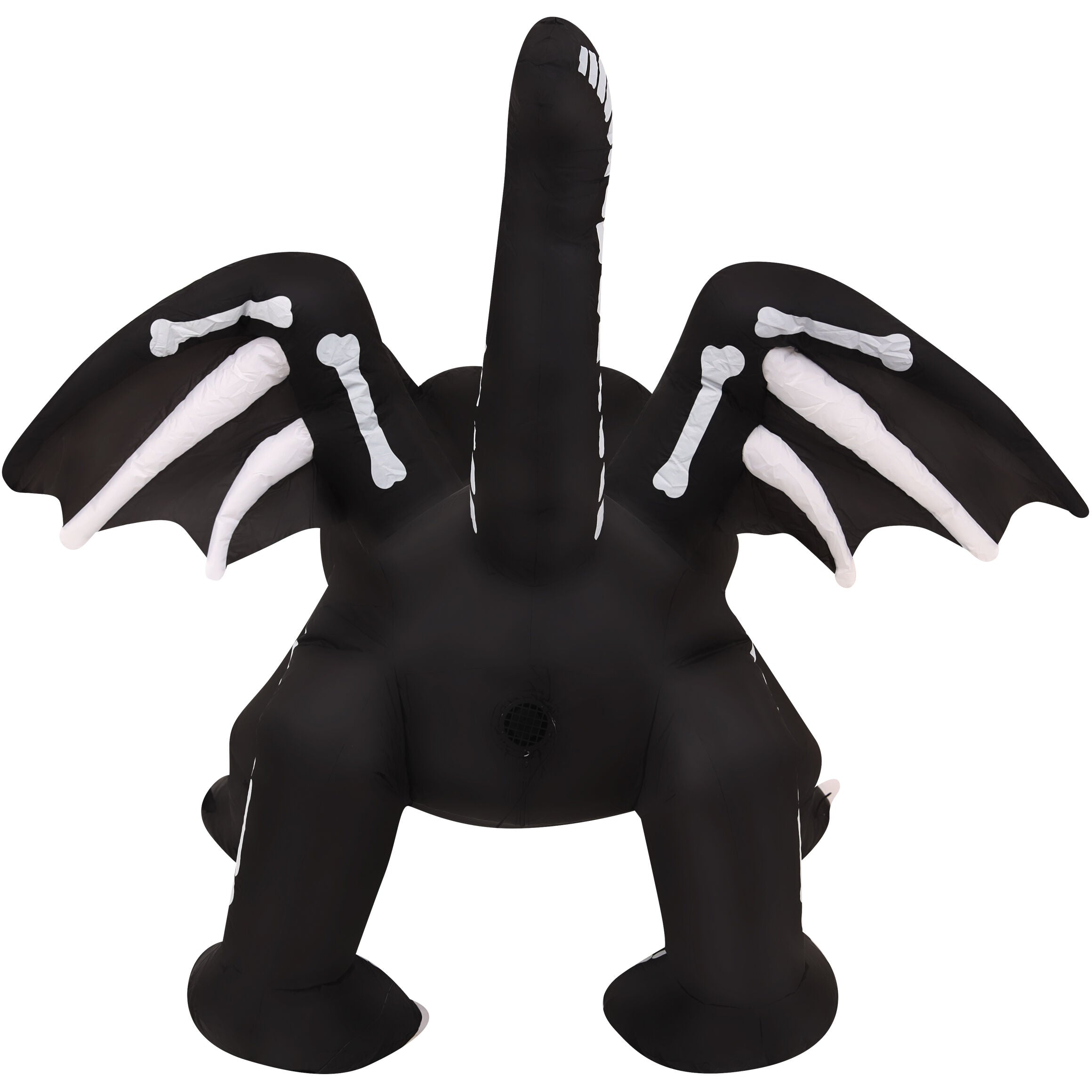 Haunted Hill Farm - 5.9-Ft. Wide Prelit Inflatable Skeleton Cat with Wings - Black