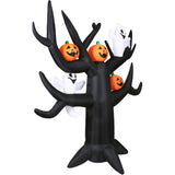 Haunted Hill Farm - 8-Ft. Pre-Lit Inflatable Spooky Tree with Ghosts and Pumpkins - Black