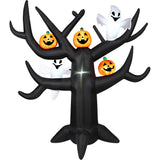 Haunted Hill Farm - 8-Ft. Pre-Lit Inflatable Spooky Tree with Ghosts and Pumpkins - Black