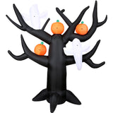 Haunted Hill Farm - 8-Ft. Pre-Lit Inflatable Spooky Tree with Ghosts and Pumpkins - Black