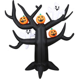 Haunted Hill Farm - 8-Ft. Pre-Lit Inflatable Spooky Tree with Ghosts and Pumpkins - Black