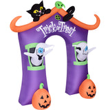 Haunted Hill Farm - 9-Ft. Inflatable Pre-Lit Trick or Treat Walkway Arch with Black Cat, Jack-O-Lantern, and Ghost - Purple