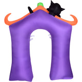 Haunted Hill Farm - 9-Ft. Inflatable Pre-Lit Trick or Treat Walkway Arch with Black Cat, Jack-O-Lantern, and Ghost - Purple